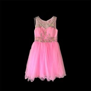 Cinderella Couture Charming Pink Kids Formal Dress with Embellishments